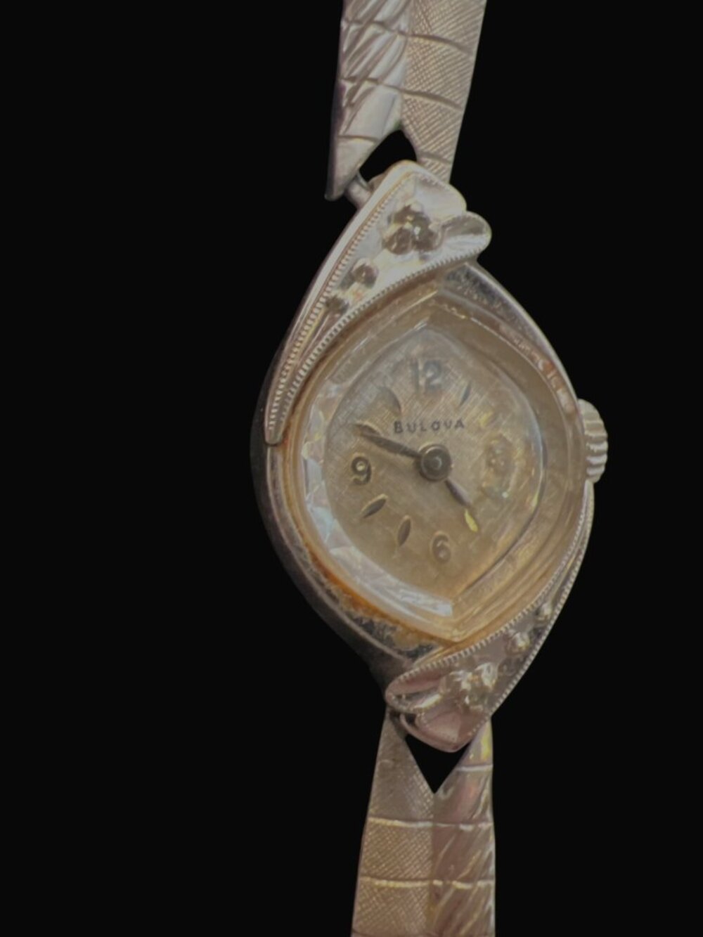 Vintage Bulova Watch First Lady Diamond Elegance 10K Plate Silver Tone Works - Picture 7 of 9